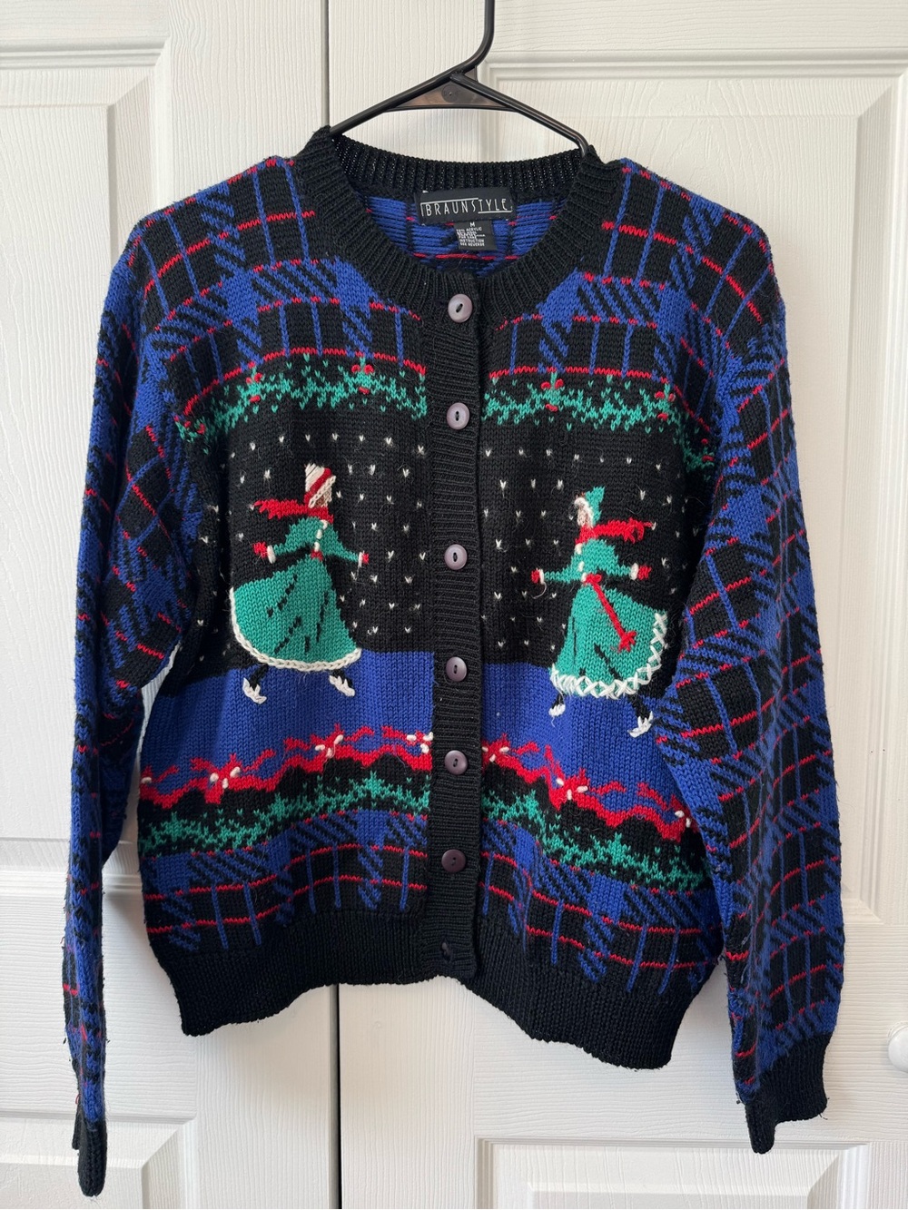 Vintage Holiday Knit Cardigan Sweater - Women's Size Medium
